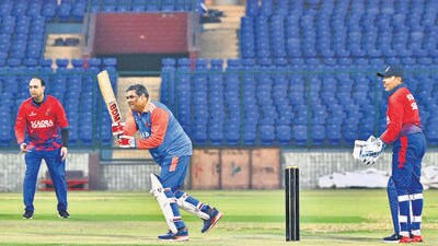 Chief Justice of India Sanjiv Khanna during a cricket match at the Arun Jaitley Stadium in New Delhi on Sunday. (HT Photo) Chief Justice of India Sanjiv Khanna during a cricket match at the Arun Jaitley Stadium in New Delhi on Sunday. (HT Photo)