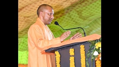 Chief minister Yogi Adityanath at an event in the Mahakumbh Mela area on Sunday. (HT) Chief minister Yogi Adityanath at an event in the Mahakumbh Mela area on Sunday. (HT)