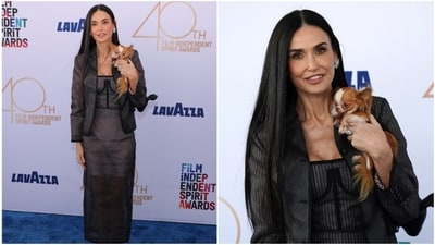 Demi Moore was indeed a stunning presence at the 2025 Independent Spirit Awards. She was one of the celebrities to embrace see-through styles at the event. (Reuters and AP) Demi Moore was indeed a stunning presence at the 2025 Independent Spirit Awards. She was one of the celebrities to embrace see-through styles at the event. (Reuters and AP)