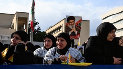 Women react on the day of a public funeral ceremony for late Hezbollah leaders Hassan Nasrallah and Hashem Safieddine, who were killed in Israeli airstrikes last year, in Beirut, Lebanon February 23, 2025. (Reuters) Women react on the day of a public funeral ceremony for late Hezbollah leaders Hassan Nasrallah and Hashem Safieddine, who were killed in Israeli airstrikes last year, in Beirut, Lebanon February 23, 2025. (Reuters)