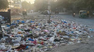 Illegally dumped garbage on a Sector 46 road near Huda pump house as of early December 2024. (Parveen Kumar/HT Photo) Illegally dumped garbage on a Sector 46 road near Huda pump house as of early December 2024. (Parveen Kumar/HT Photo)
