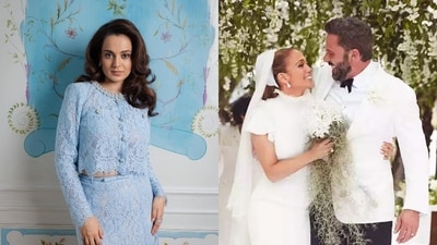 Kangana Ranaut posted about Jennifer Lopez and Ben Affleck's divorce on Instagram. (Instagram - Kangana Ranaut/OnTheJLo and John Russo) Kangana Ranaut posted about Jennifer Lopez and Ben Affleck's divorce on Instagram. (Instagram - Kangana Ranaut/OnTheJLo and John Russo)