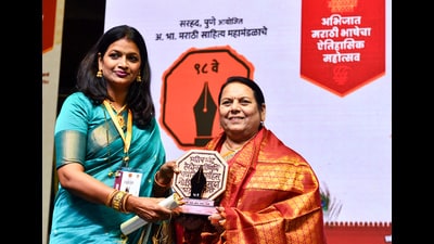 Maharashtra Legislative Council Deputy Chairperson Neelam Gorhe was felicitated during the 98th Akhil Bharatiya Marathi Sahitya Sammelan, at Talkatora Stadium in New Delhi on Sunday. (ANI) Maharashtra Legislative Council Deputy Chairperson Neelam Gorhe was felicitated during the 98th Akhil Bharatiya Marathi Sahitya Sammelan, at Talkatora Stadium in New Delhi on Sunday. (ANI)