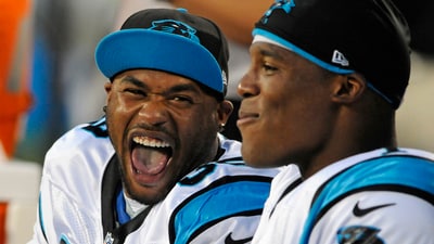 FILE - Carolina Panthers' Steve Smith, left, and Cam Newton, right, share a laugh during the first half of an NFL preseason football game against the Pittsburgh Steelers, Thursday, Aug. 29, 2013, in Charlotte, N.C. (AP Photo/Mike McCarn, File) (AP) FILE - Carolina Panthers' Steve Smith, left, and Cam Newton, right, share a laugh during the first half of an NFL preseason football game against the Pittsburgh Steelers, Thursday, Aug. 29, 2013, in Charlotte, N.C. (AP Photo/Mike McCarn, File) (AP)
