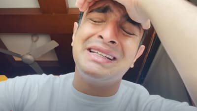 Ranveer Allahbadia cries on video. Ranveer Allahbadia cries on video.