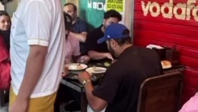 Rohit Sharma and Kuldeep Yadav spotted at a popular Dubai eatery. (Instagram/@rajuomlet) Rohit Sharma and Kuldeep Yadav spotted at a popular Dubai eatery. (Instagram/@rajuomlet)