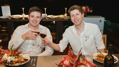 OpenAI CEO Sam Altman with his partner, Australian software engineer Oliver Mulherin. (X/@heyBarsee) OpenAI CEO Sam Altman with his partner, Australian software engineer Oliver Mulherin. (X/@heyBarsee)