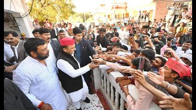Samajwadi Party chief Akhilesh Yadav during his visit to Kanpur on February 23. (Sourced)