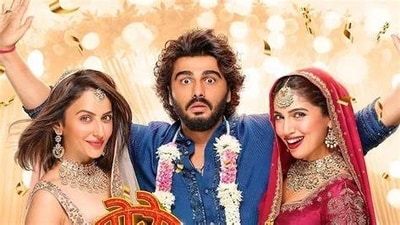 Rakul Preet Singh, Bhumi Pednekar and Arjun Kapoor's still from Mere Husband Ki Biwi. Rakul Preet Singh, Bhumi Pednekar and Arjun Kapoor's still from Mere Husband Ki Biwi.