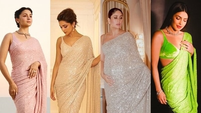 Alia Bhatt, Deepika Padukone, Kareena Kapoor and Priyanka Chopra in Sabyasachi. (Instagram/ Bollywood Celebrity Style) Alia Bhatt, Deepika Padukone, Kareena Kapoor and Priyanka Chopra in Sabyasachi. (Instagram/ Bollywood Celebrity Style)