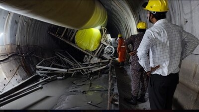 Telangana tunnel collapse: The incident happened at 8:30 am on Saturday. (X/ANI) Telangana tunnel collapse: The incident happened at 8:30 am on Saturday. (X/ANI)