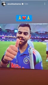 A screengrab of Anushka Sharma's Instagram stories. A screengrab of Anushka Sharma's Instagram stories.