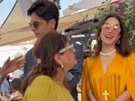 Sidharth Malhotra and Kiara Advani with their fans. Sidharth Malhotra and Kiara Advani with their fans.