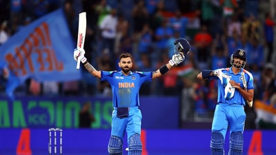 India's Virat Kohli celebrates his century. (BCCI - X) India's Virat Kohli celebrates his century. (BCCI - X)