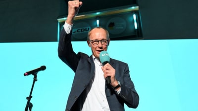 Friedrich Merz speaks at the party headquarters, after the exit poll results are announced for the 2025 general election, in Berlin on 
February 23, 2025. (File) (REUTERS)