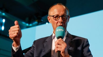 Germany's chancellor Friedrich Merz asked Sunday if NATO will continue in its "current form" by June and emphasised the need for Europe to swiftly develop an autonomous defence capacity. (AFP/Odd ANDERSEN) Germany's chancellor Friedrich Merz asked Sunday if NATO will continue in its "current form" by June and emphasised the need for Europe to swiftly develop an autonomous defence capacity. (AFP/Odd ANDERSEN)