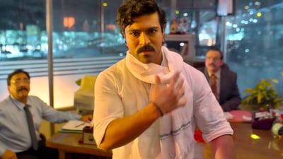 Ram Charan plays dual roles as Ram Nandan and Appanna in Game Changer. Ram Charan plays dual roles as Ram Nandan and Appanna in Game Changer.