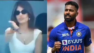 Hardik Pandya's rumoured girlfriend Jasmin Walia blows kisses to cricketer. Hardik Pandya's rumoured girlfriend Jasmin Walia blows kisses to cricketer.