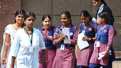 In Noida, students could be seen leaving from an exam centre after appearing for the Class 10th board exam. (Sunil Ghosh / Hindustan Times) In Noida, students could be seen leaving from an exam centre after appearing for the Class 10th board exam. (Sunil Ghosh / Hindustan Times)
