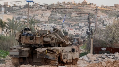 Israeli machinery maneuvers during an Israeli operation in Jenin, in the Israeli-occupied West Bank, February 23, 2025 (REUTERS/Raneen Sawafta)