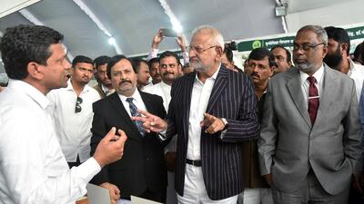Maharashtra Agriculture Minister Manikrao Shivajirao Kokate inspects a stall at the Agrotech Agriculture Exhibition in Akola in December 2024. (ANI) Maharashtra Agriculture Minister Manikrao Shivajirao Kokate inspects a stall at the Agrotech Agriculture Exhibition in Akola in December 2024. (ANI)
