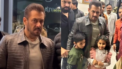 Salman Khan looks angry as he poses with fans at New Delhi airport. Salman Khan looks angry as he poses with fans at New Delhi airport.