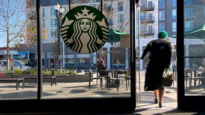 A costumer exits a Starbucks store in California on Jan 16, 2025. (AP) A costumer exits a Starbucks store in California on Jan 16, 2025. (AP)