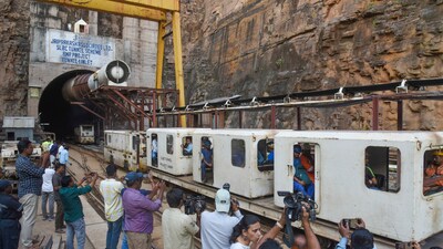 Nagarkurnool: Rescue operation underway to extricate eight persons who have remained trapped for over 30 hours inside a tunnel after a section of it collapsed in the SLBC project, in Nagarkurnool district, Telangana, Sunday, Feb. 23, 2025. (PTI Photo) (PTI02_23_2025_000499B) (PTI) Nagarkurnool: Rescue operation underway to extricate eight persons who have remained trapped for over 30 hours inside a tunnel after a section of it collapsed in the SLBC project, in Nagarkurnool district, Telangana, Sunday, Feb. 23, 2025. (PTI Photo) (PTI02_23_2025_000499B) (PTI)