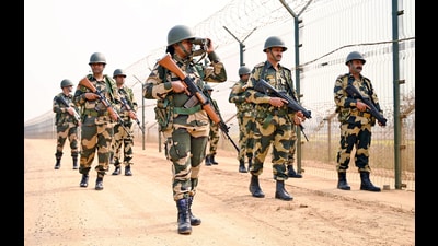 The BSF is tasked to guard the 2,289 km-long India-Pakistan border that runs across Jammu and Kashmir in the north to Punjab, Rajasthan and Gujarat along the western flank of the country. (ANI file) The BSF is tasked to guard the 2,289 km-long India-Pakistan border that runs across Jammu and Kashmir in the north to Punjab, Rajasthan and Gujarat along the western flank of the country. (ANI file)