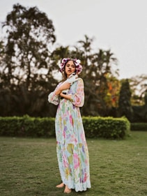 Outfit: W for Woman | Nitanshi looks graceful in W for Woman’s printed chiffon floral dress, a perfect pick for a breezy day (Photo: Sarang Gupta) Outfit: W for Woman | Nitanshi looks graceful in W for Woman’s printed chiffon floral dress, a perfect pick for a breezy day (Photo: Sarang Gupta)