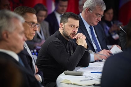 Ukraine's President Volodymyr Zelenskyy during a meeting with European leaders and Canada's prime minister Justin Trudeau in Kyiv, to mark the third anniversary of the Russian invasion of Ukraine. (AFP) Ukraine's President Volodymyr Zelenskyy during a meeting with European leaders and Canada's prime minister Justin Trudeau in Kyiv, to mark the third anniversary of the Russian invasion of Ukraine. (AFP)