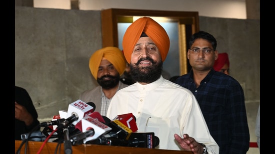 Congress MLA and Leader of Opposition Partap singh Bajwa during the special session of Punjab Vidhan Sabha in Chandigarh on Monday. (Ravi Kumar/HT)