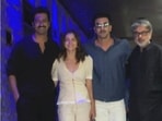 Vicky Kaushal, Alia Bhatt and Ranbir Kapoor posed with Sanjay Leela Bhansali at his birthday party. Vicky Kaushal, Alia Bhatt and Ranbir Kapoor posed with Sanjay Leela Bhansali at his birthday party.