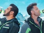 Salman Khan and Hrithik Roshan's still from their recent ad. Salman Khan and Hrithik Roshan's still from their recent ad.