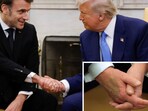 Trump grabbed Macron's hand to start the six-second power struggle as he made a playful remark that the French President had offered a deal on paper that differed from their verbal discussions.