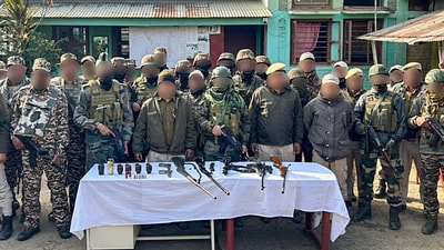 At least 15 firearms were turned up to police in three districts on Tuesday, authorities said, days after Manipur Governor Ajay Kumar Bhalla asked residents of the conflict-torn state to willingly give up weapons that had been stolen and unlawfully kept. (ANI/representative ) At least 15 firearms were turned up to police in three districts on Tuesday, authorities said, days after Manipur Governor Ajay Kumar Bhalla asked residents of the conflict-torn state to willingly give up weapons that had been stolen and unlawfully kept. (ANI/representative )