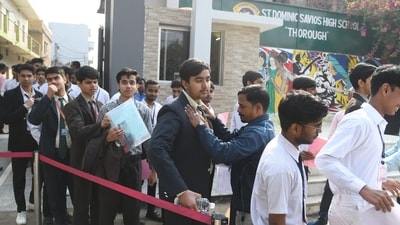 Students appearing for the CBSE Class 10 examination are required to reach the exam centre by the time mentioned in the admit card. (Santosh Kumar ) Students appearing for the CBSE Class 10 examination are required to reach the exam centre by the time mentioned in the admit card. (Santosh Kumar )