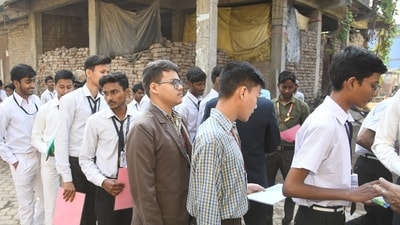 Regular students need to wear their school uniform to the exam centres, whereas private students need to wear light-coloured clothes. (Santosh Kumar ) Regular students need to wear their school uniform to the exam centres, whereas private students need to wear light-coloured clothes. (Santosh Kumar )