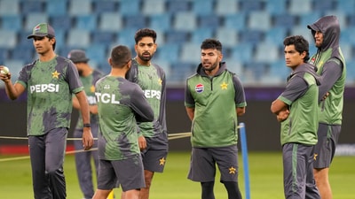 Dubai: Pakistan�s Mohammad Hasnain, Haris Rauf, Usman Khan, Naseem Shah, Shaheen Afridi and others during a practice session ahead of a One Day International (ODI) cricket match of the ICC Champions Trophy between India and Pakistan, at Dubai International Cricket Stadium, in Dubai, UAE, Saturday, Feb. 22, 2025. (PTI Photo/Kamal Kishore) (PTI02_22_2025_000321A) (PTI) Dubai: Pakistan�s Mohammad Hasnain, Haris Rauf, Usman Khan, Naseem Shah, Shaheen Afridi and others during a practice session ahead of a One Day International (ODI) cricket match of the ICC Champions Trophy between India and Pakistan, at Dubai International Cricket Stadium, in Dubai, UAE, Saturday, Feb. 22, 2025. (PTI Photo/Kamal Kishore) (PTI02_22_2025_000321A) (PTI)