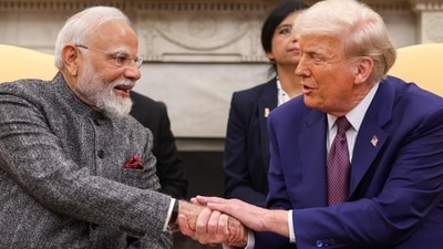 Prime Minister Narendra Modi with US President Donald Trump during a meeting at the White House, in Washington, DC, on February 14. (PTI) Prime Minister Narendra Modi with US President Donald Trump during a meeting at the White House, in Washington, DC, on February 14. (PTI)