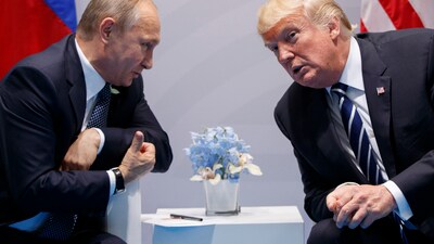 US President Donald Trump with Russian President Vladimir Putin. (AP File) US President Donald Trump with Russian President Vladimir Putin. (AP File)