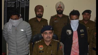 The accused in police custody on Tuesday. (Sant Arora/HT) The accused in police custody on Tuesday. (Sant Arora/HT)