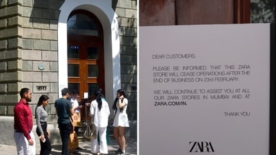 Zara's iconic store in Mumbai shuts down after eight years. (Bhushan Koyande/HT Photo, Screengrab) Zara's iconic store in Mumbai shuts down after eight years. (Bhushan Koyande/HT Photo, Screengrab)