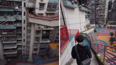 Influencer Jackson Lu's went on a quest to find the true ground floor in Chongqing. (Instagram/journey_of_jacks0n ) Influencer Jackson Lu's went on a quest to find the true ground floor in Chongqing. (Instagram/journey_of_jacks0n )