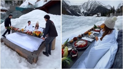 An establishment in Italy, known as Chalet Al Foss is offering breakfast in bed, but outdoors, with nothing but the view of the snow-clad Italian Alps. (Instagram/@theglobewanderers) An establishment in Italy, known as Chalet Al Foss is offering breakfast in bed, but outdoors, with nothing but the view of the snow-clad Italian Alps. (Instagram/@theglobewanderers)