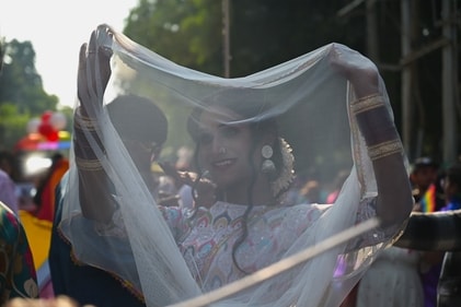 Members of LGBTQIA+ communities and allies taking out Awadh Queer Pride March in Lucknow (Photo: Mustaq Ali/HT)
