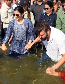 Isha Ambani and Anand Piramal took holy dips. (ANI Photo/Amit Sharma) Isha Ambani and Anand Piramal took holy dips. (ANI Photo/Amit Sharma)