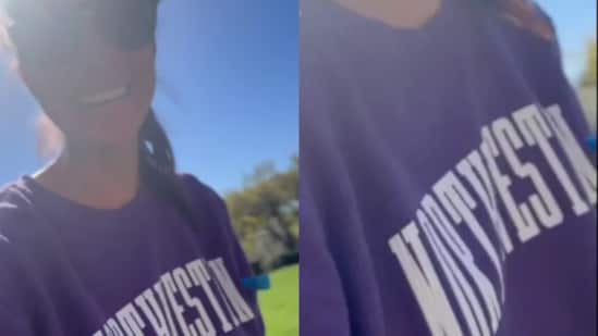 Meghan Markle honors Princess Diana by wearing a matching Northwestern University sweater in a recent Instagram video, showcasing family moments in her Montecito garden. (Meghan/Instagram)