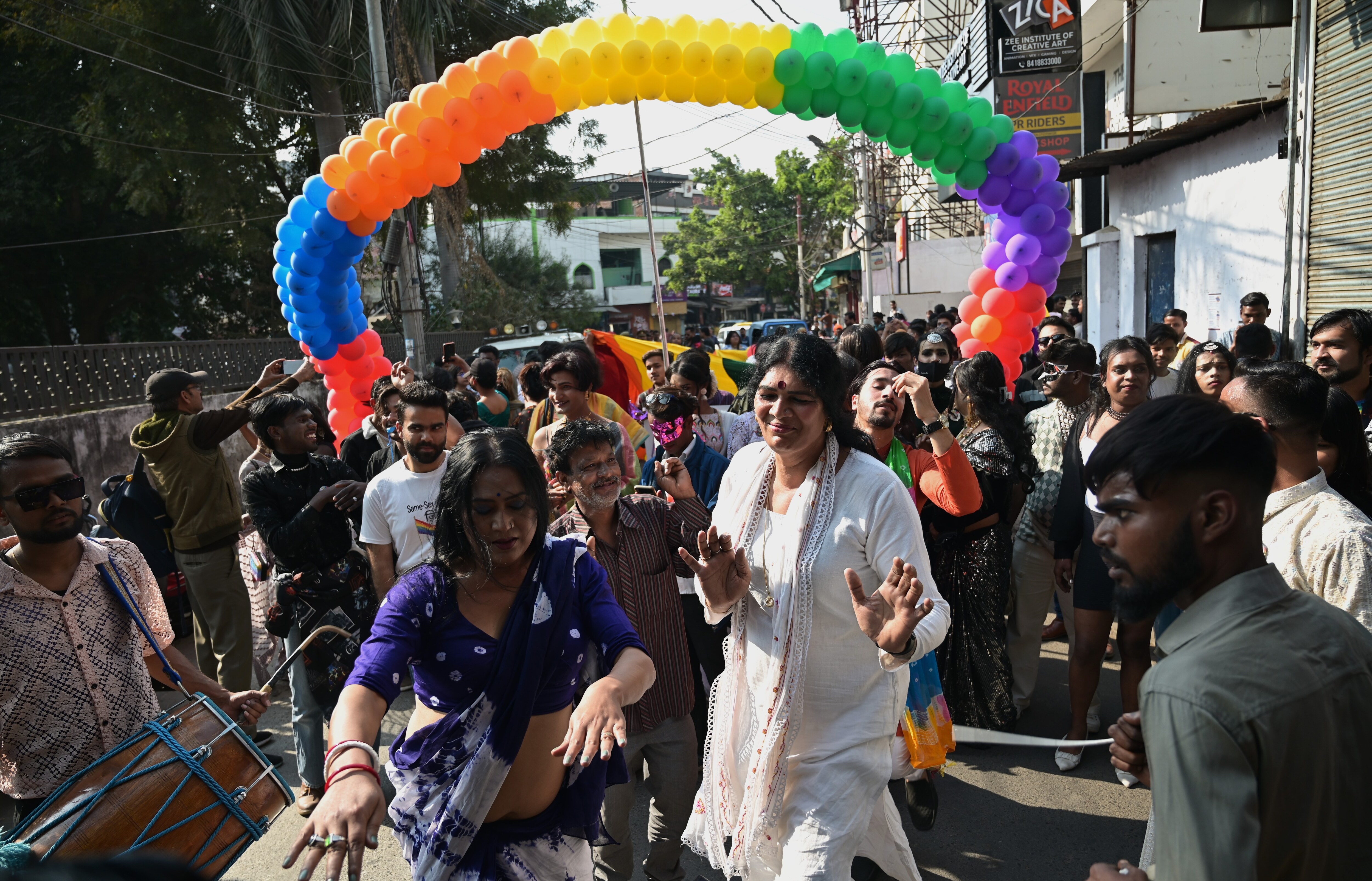 Members of LGBTQIA+ communities and allies taking out Awadh Queer Pride March in Lucknow(Photo: Mustaq Ali/HT)