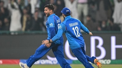 Azmatullah Omarzai emerged the hero for Afghanistan, returning excellent figures of 5 for 58 and grabbing the crucial wicket of Root. (AFP) Azmatullah Omarzai emerged the hero for Afghanistan, returning excellent figures of 5 for 58 and grabbing the crucial wicket of Root. (AFP)